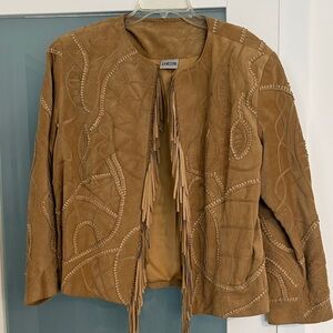 Chico's Brown Suede Jacket with Fringe Detail